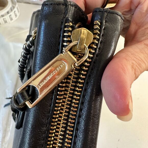 Rebecca Minkoff Black Leather Shoulder Bag Purse with Gold Hardware Chain Strap - Picture 13 of 16